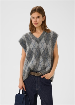 Sasi vest Check Dark Grey/Blue Gestuz 